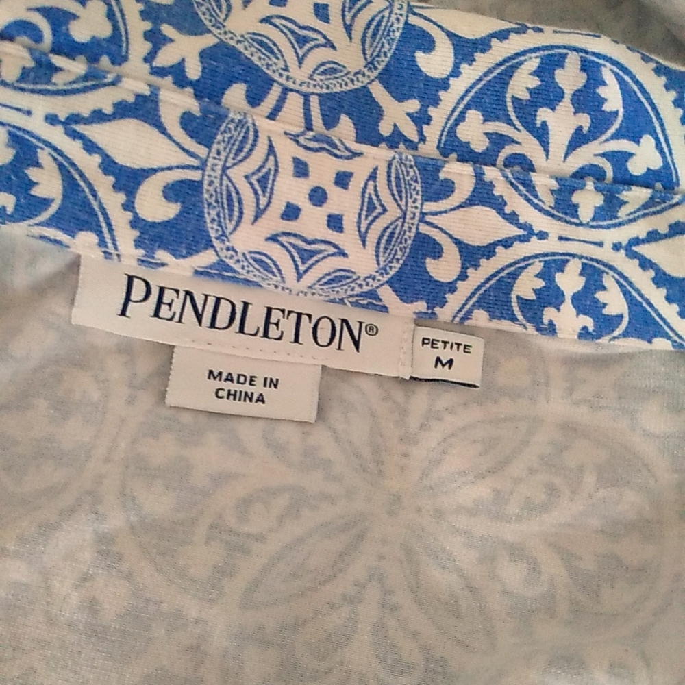 Pendleton Blue White Patterned Wrap Dress Size Mp - image 7